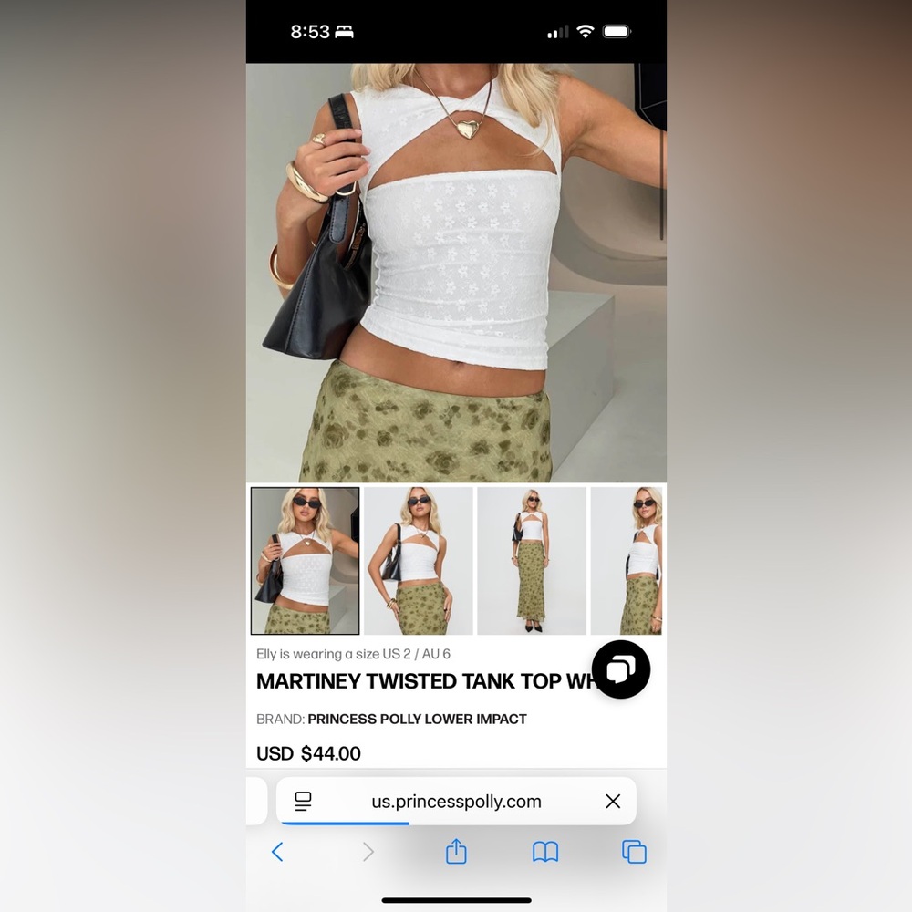 Princess Polly White Twisted Tank Top